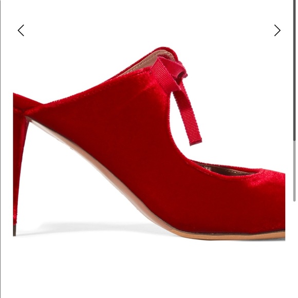 HP! Tabitha Simmons Helene Red Velvet Mule Heels - Picture 6 of 12